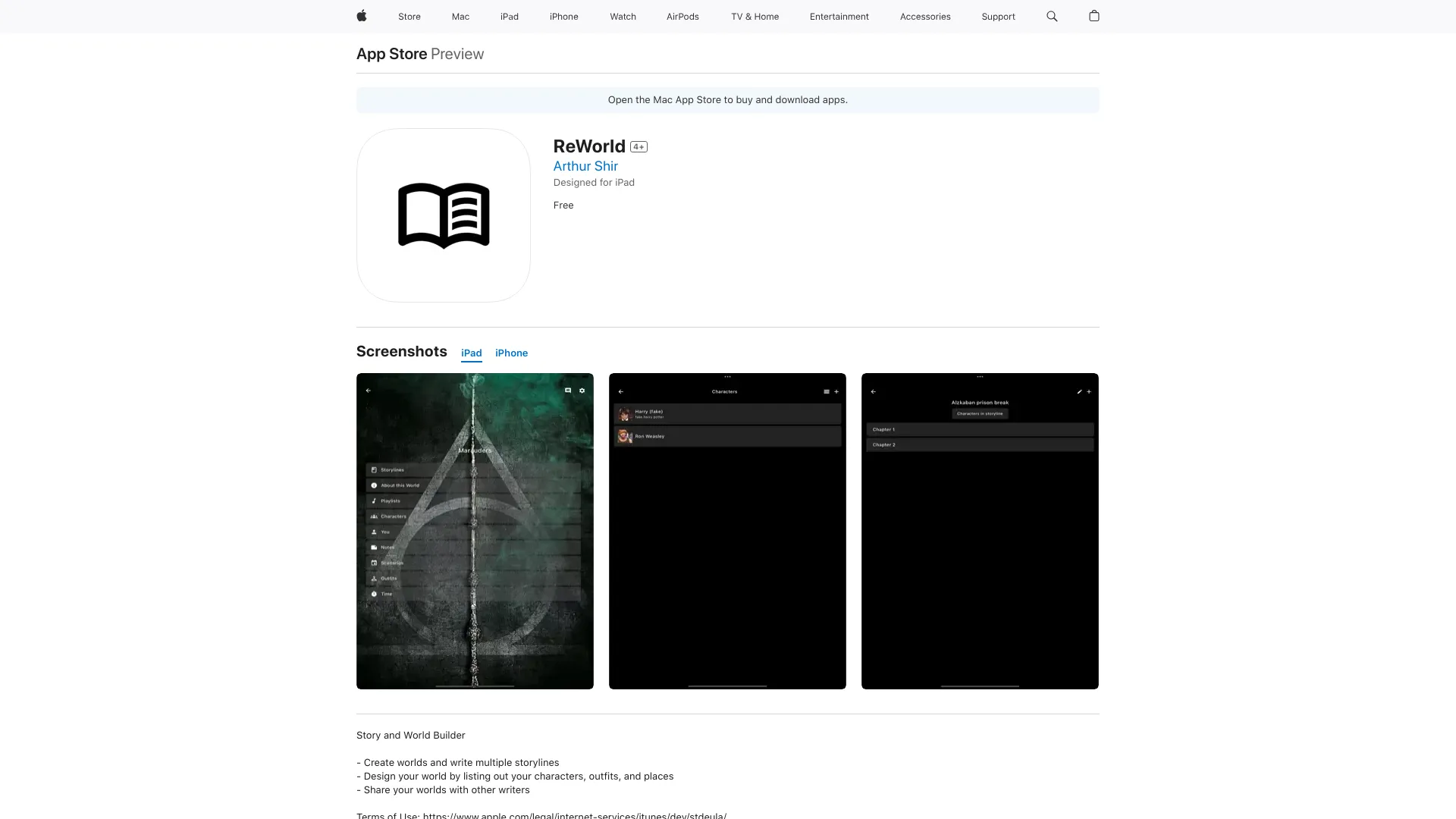 ReWorld – app for writers